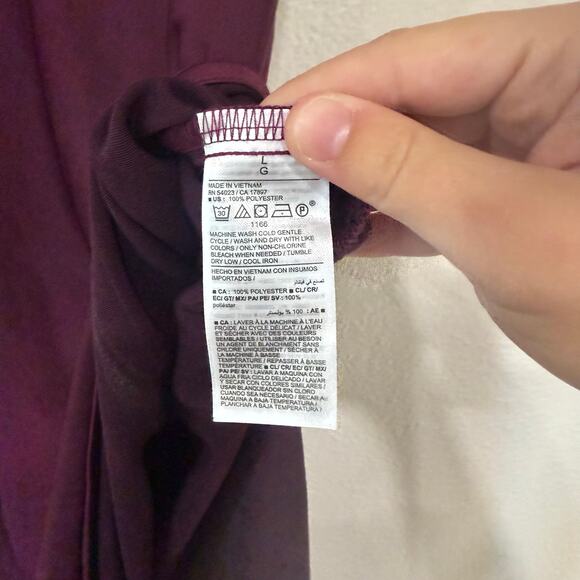 Old Navy High Waisted Satin Midi Slip Skirt Cherry Park Purple Maroon Size Large - Picture 7 of 8